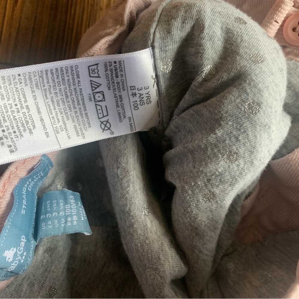 Baby Gap Gray Insulated Lined Pink Denim Jeans Size 3 Yrs - Picture 7 of 7